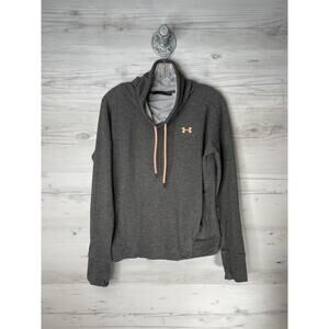 Under Armour‎ Sweatshirt Womens Medium Gray Loose Fit Funnel Neck Thumbholes